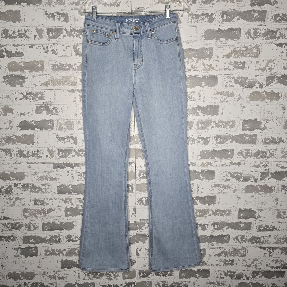 J Crew Jeans Womens 26 Tall Skinny Flare Leg Boho Light Blue Wash Stretch‎ Denim